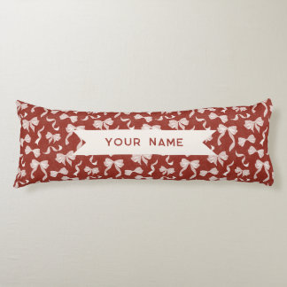 Custom Name Vintage Ribbon & Bows (Cream Red) Body Pillow