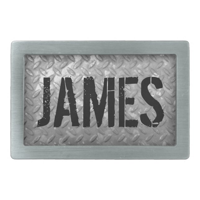 Custom name vintage steel plate metal belt buckles (Front)