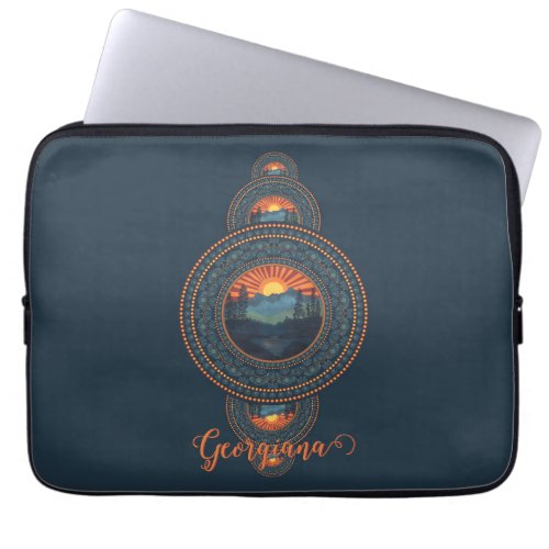 Custom Name Vintage Wilderness Ornamental Mandala Laptop Sleeve