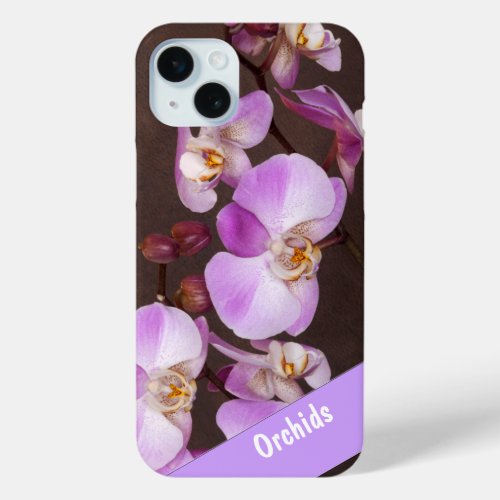 Custom Name Violet White Orchid Close_Up Photo iPhone 15 Plus Case