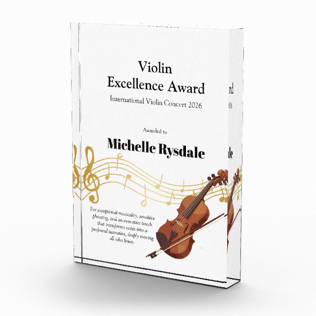 Custom Name Violin Excellence Award (Right)