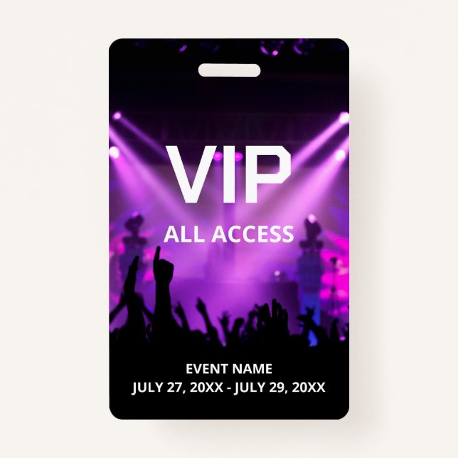 Custom Name VIP All Access Pass Badge (Front)
