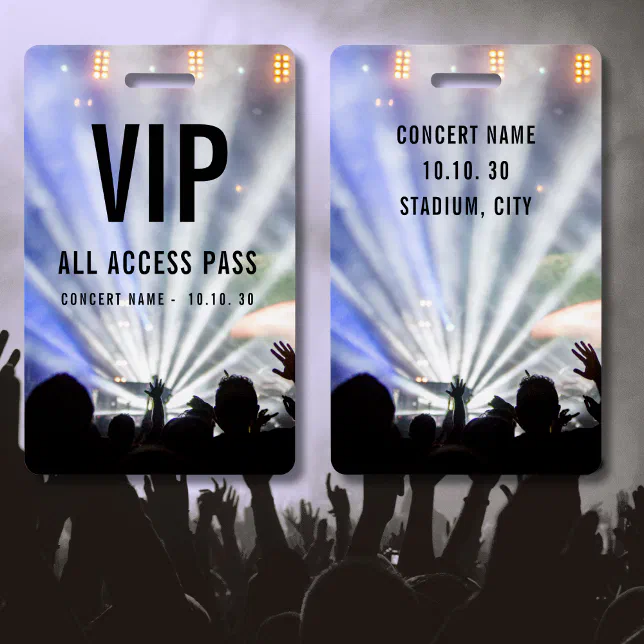 Custom Name VIP All Access Pass Concert Badge | Zazzle
