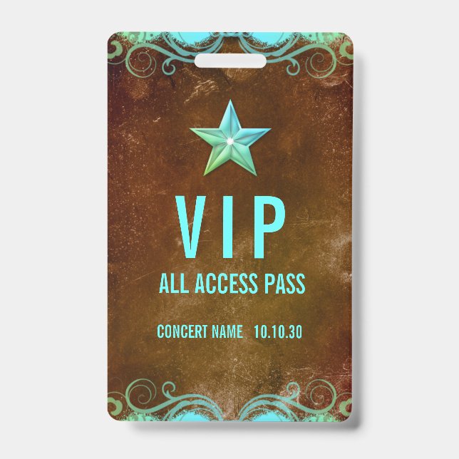 Custom Name VIP All Access Pass Concert Badge (Front)