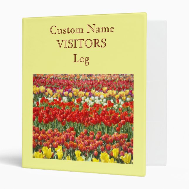Custom Name VISITORS log binder Tulip Flowers (Front/Inside)