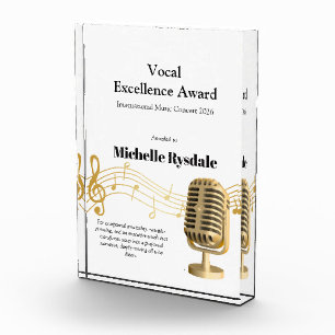 Custom Name Vocal Choir Excellence Award