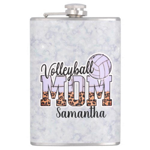 Custom Name Volleyball Mom  Mothers Day Flask