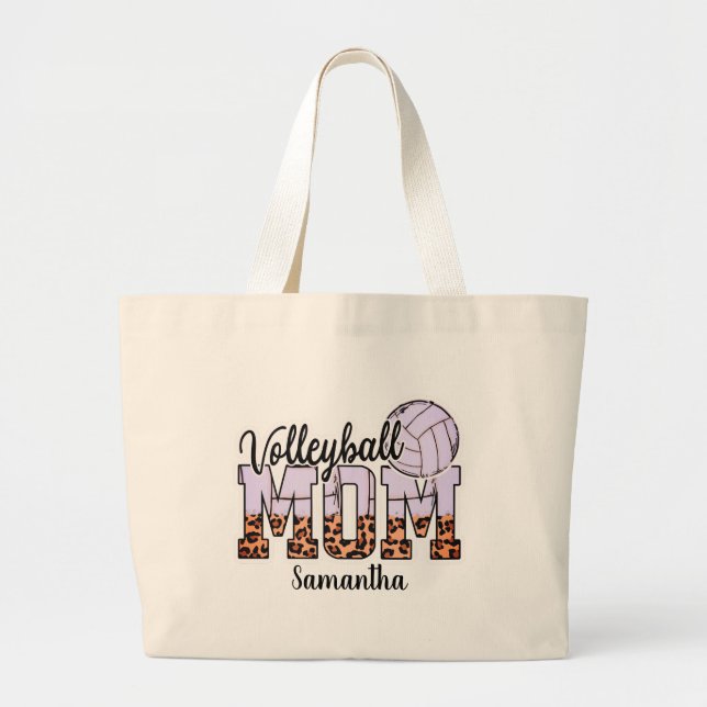 Custom Name Volleyball Mom | Mother's Day Large Tote Bag (Front)