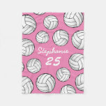 Custom Name Volleyball Pink Fleece Blanket
