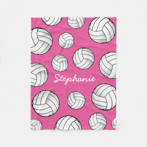 Custom Name Volleyball Pink Fleece Blanket