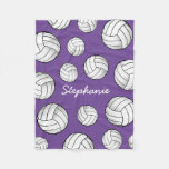 Custom Name Volleyball Purple Fleece Blanket at Zazzle