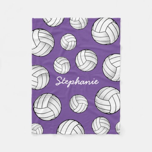 Custom Name Volleyball Purple Fleece Blanket