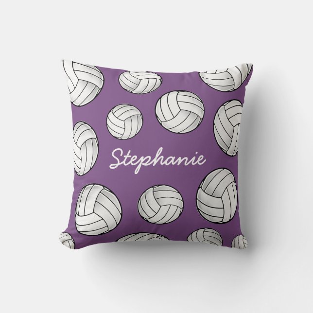 Custom Name Volleyball Purple Home Throw Pillow (Front)