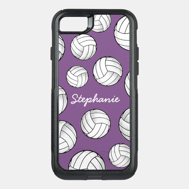 Custom Name Volleyball Purple Otterbox iPhone Case (Back)