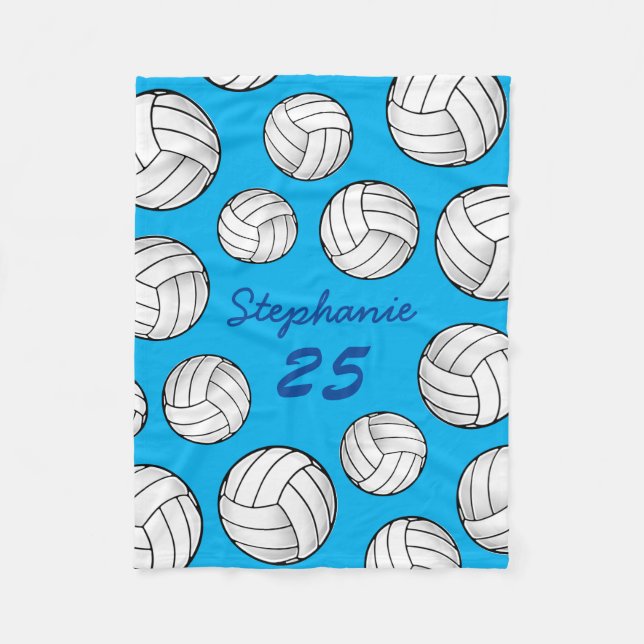 Custom Name Volleyball Turquoise Fleece Blanket (Front)