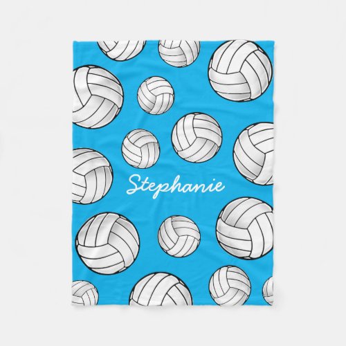 Custom Name Volleyball Turquoise Fleece Blanket