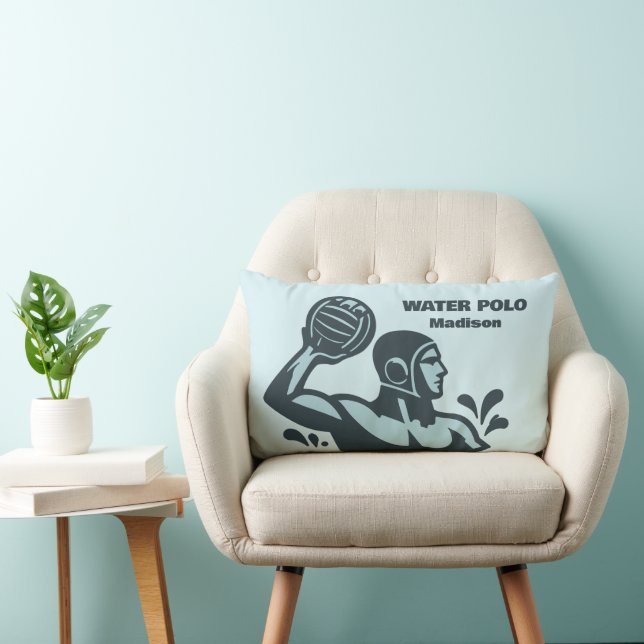 Custom Name Water Polo Lumbar Pillow (Chair)