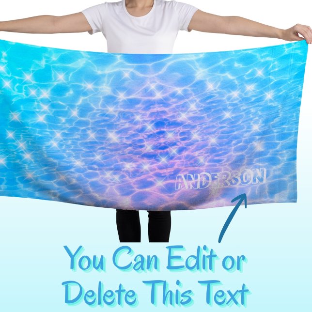 Custom name water ripple water texture modern chic beach towel (Creator Uploaded)