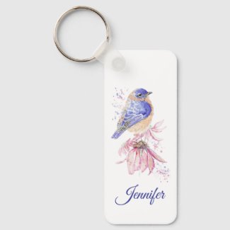 Custom Name Watercolor Bluebird Garden Bird Art