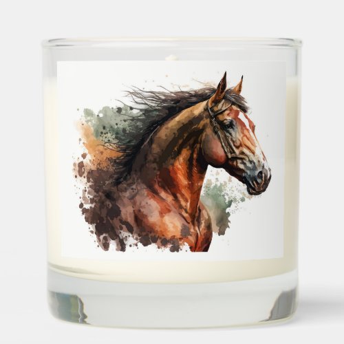 Custom Name Watercolor Brown Horse Running Scented Candle