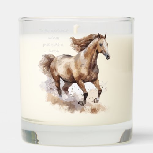Custom Name Watercolor Brown Horse Running Scented Candle