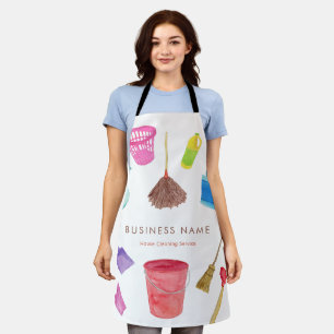 Custom Name Watercolor Cleaning Business Apron