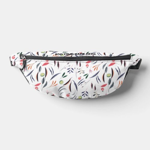 Custom Name Watercolor Floral Print Fanny Pack