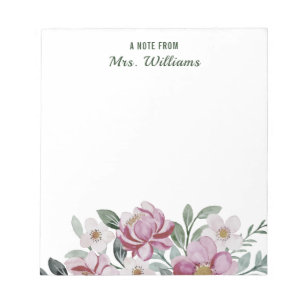 Custom Name Watercolor Flowers Floral A Note From