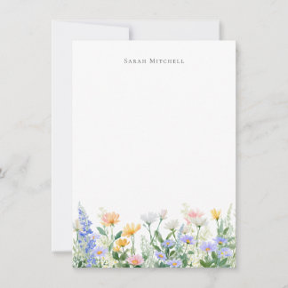 Custom Name Watercolor Garden Floral Note card