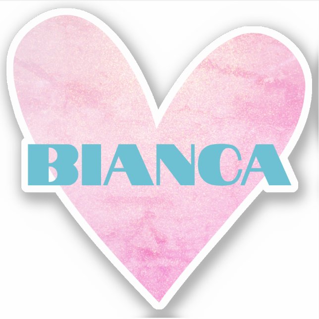 Custom Name Watercolor Heart Shape Trendy Stylish Sticker (Front)