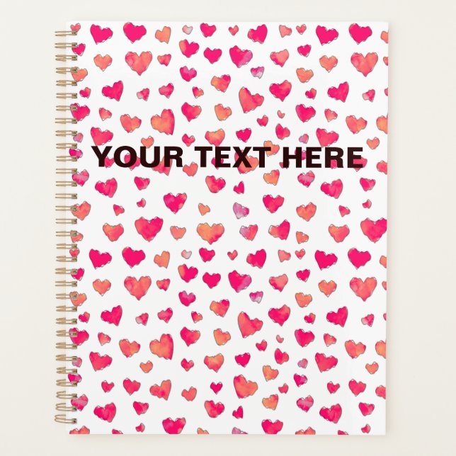 Custom Name Watercolor Hearts Art Planner (Front)