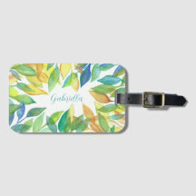 Custom Name Watercolor Leaves