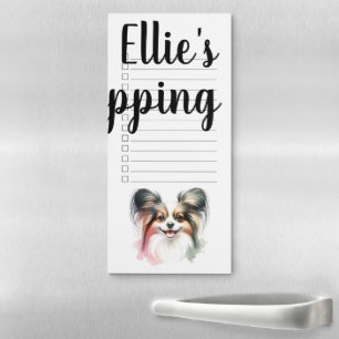 Custom Name Watercolor Papillon Dog Checklist Magnetic Notepad