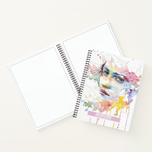 Custom name watercolor pastel pretty sketchbook notebook