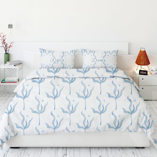 Custom Name Watercolor Seaweed Coastal Pillow Case (Creator Uploaded)