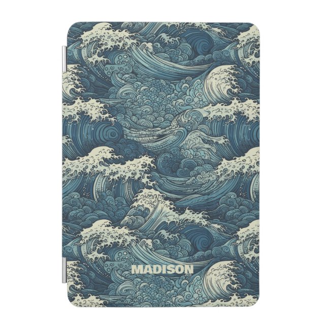Custom Name Waves Pattern iPad Mini Cover (Front)