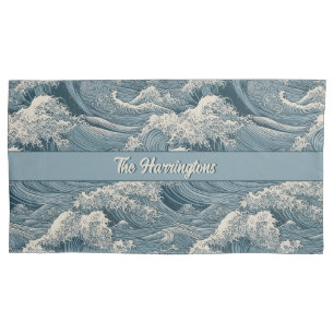 Custom Name Waves Pattern Pillow Case