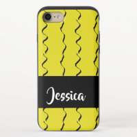 Custom name wavy lines on yellow iPhone 8/7 slider case