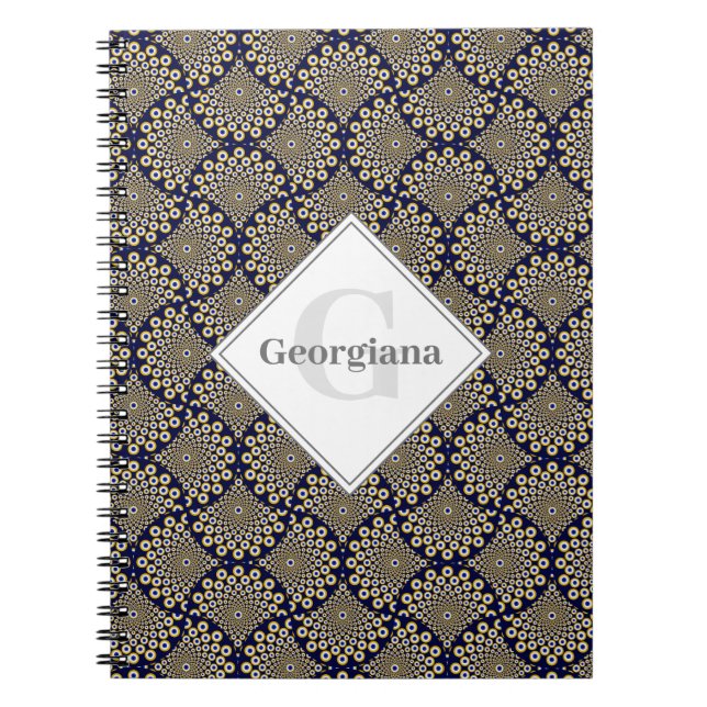 Custom Name We Are Watching You Navy & Gold Retro Notebook (Front)