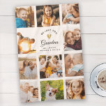 Custom Name We Love You Grandma Modern Photo  Kitchen Towel<br><div class="desc">Give with all your heart: A unique,  modern birthday or holiday gift for Grandma: This minimalist elegant Instagram photo collage kitchen towel lets your photos shine - with your personal message and custom name under a shining printed golden heart.</div>
