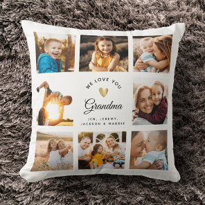 Custom Name We Love You Grandma Modern Photo Throw Pillow