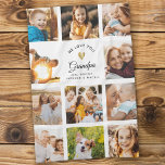 Custom Name We Love You Grandpa Modern Photo Kitchen Towel<br><div class="desc">Give with all your heart: A unique,  modern birthday or holiday gift for Grandpa: This minimalist elegant Instagram photo collage kitchen towel lets your photos shine - with your personal message and custom name under a shining printed golden heart.</div>