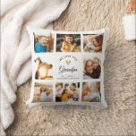 Custom Name We Love You Grandpa Modern Photo Throw Pillow<br><div class="desc">Give with all your heart: A unique,  modern birthday or holiday gift for Grandpa: This minimalist elegant Instagram photo collage throw pillow lets your photos shine - with your personal message and custom name under a shining printed golden heart.</div>
