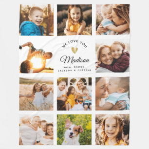 Custom Name We Love You Modern Family Photo Fleece Blanket