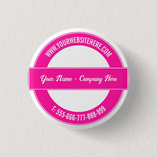 Custom Name Website Phone Info Colors Button (Front)