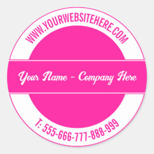 Custom Name Website Phone Round Sticker Your Color