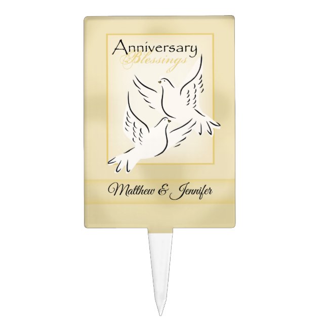 Custom Name, Wedding Anniversary Blessings Cake Topper (Front)