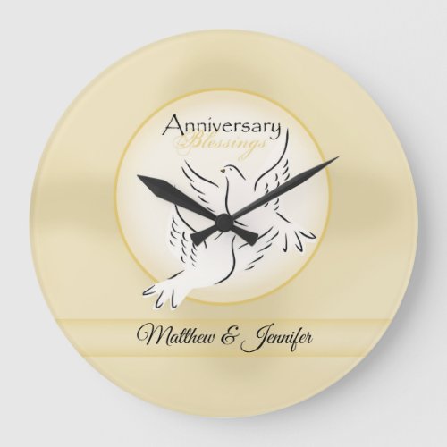 Custom Name Wedding Anniversary Blessings Large Clock