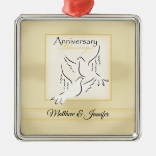 Custom Name, Wedding Anniversary Blessings Metal Ornament