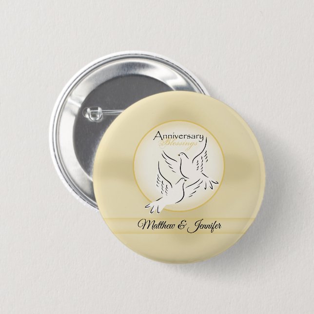 Custom Name, Wedding Anniversary Blessings Pinback Button (Front & Back)